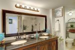Double sink vanity and lavatory in the master bathroom